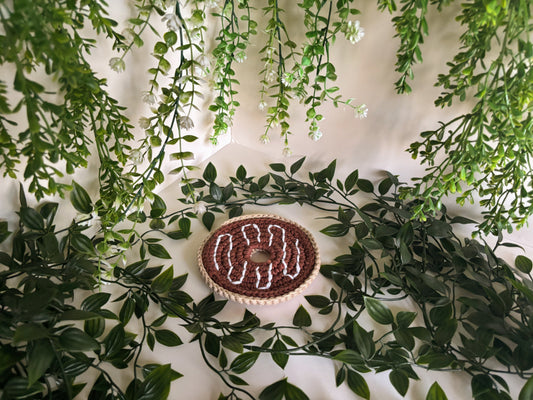 Chocolate Donut Crochet Coaster