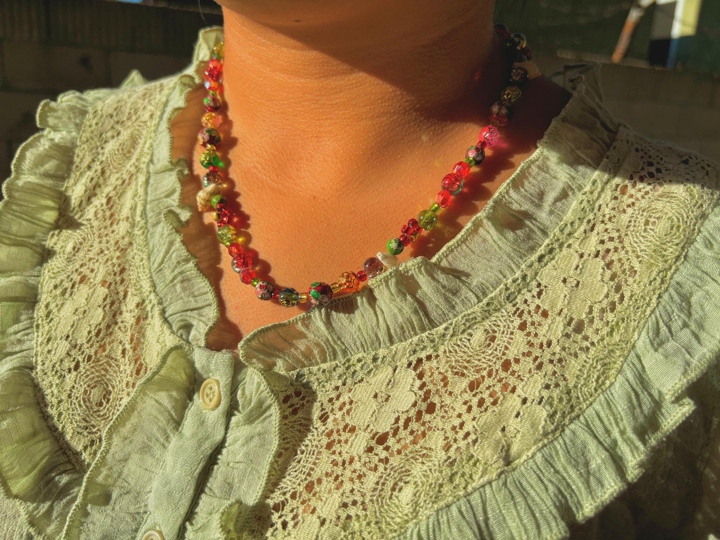 Collar de cuentas rojo personalizado