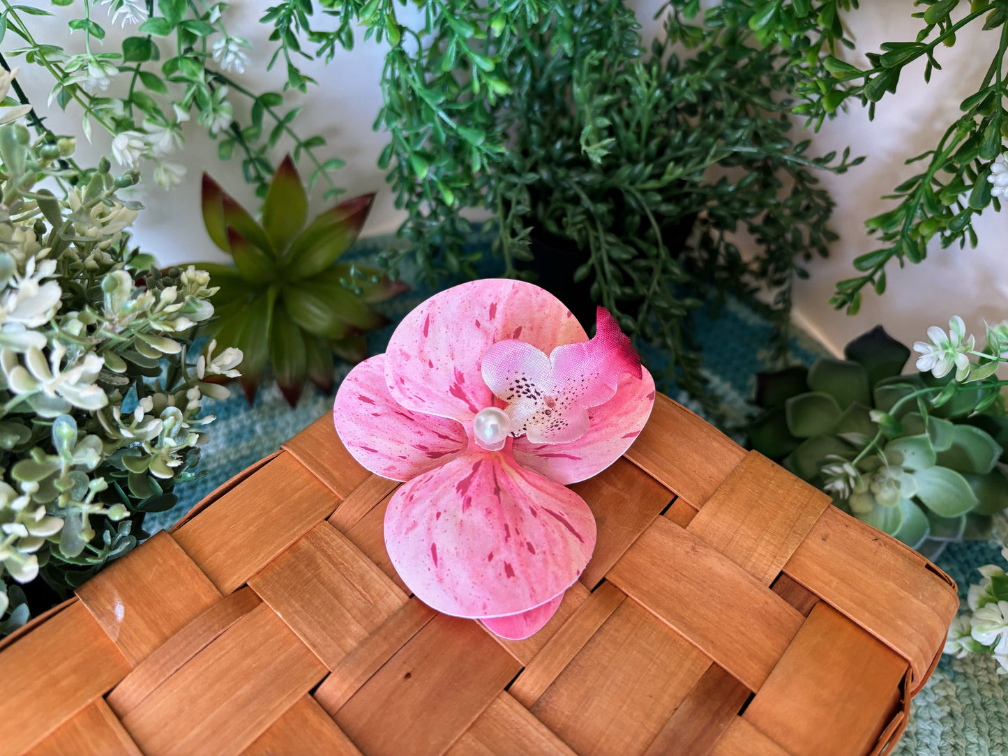 Pink Spots Flower Hair Pin