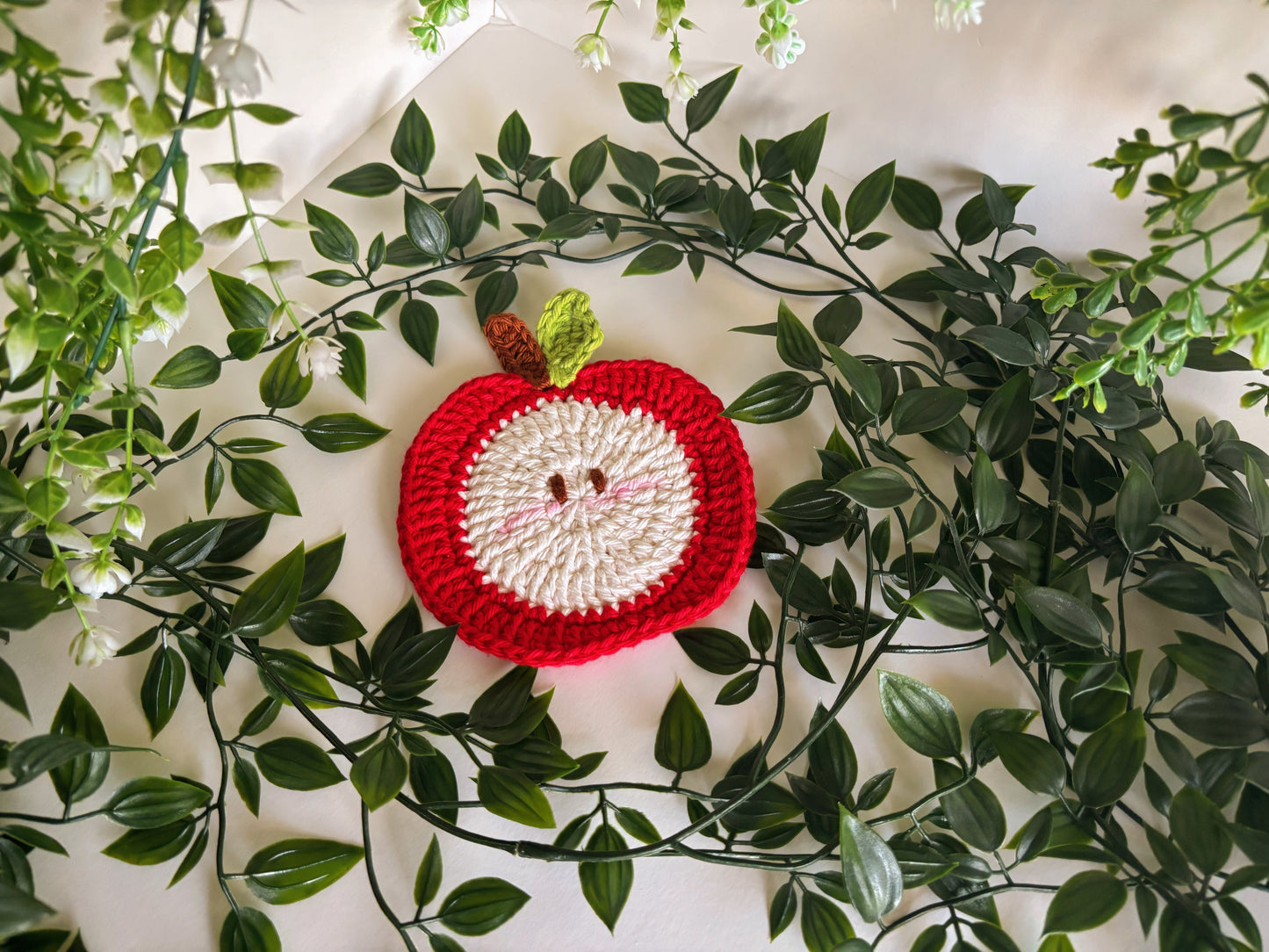 Apple Crochet Coaster