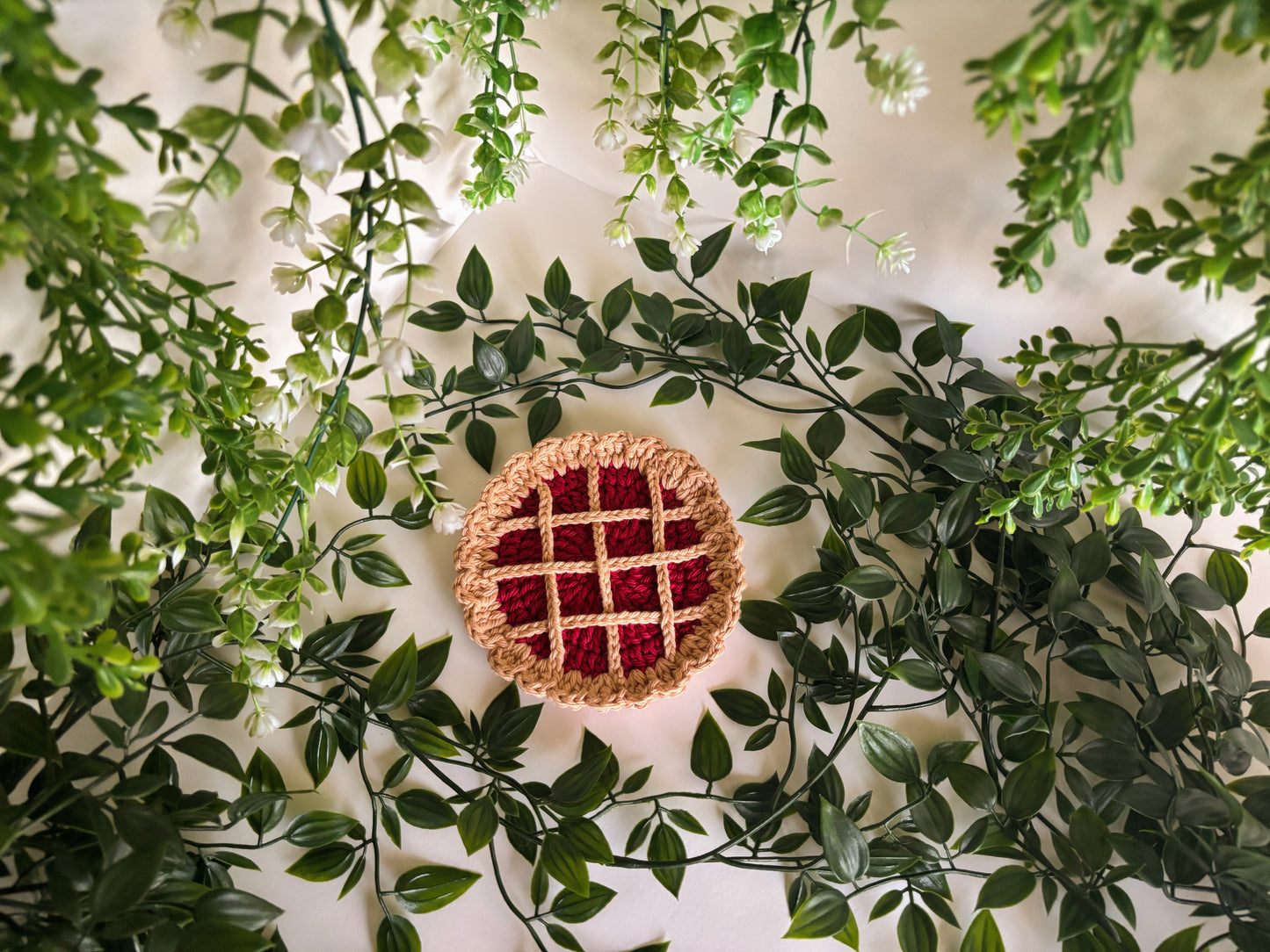 Burgundy Pie Crochet Coaster