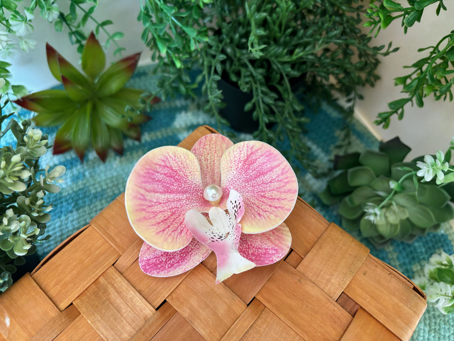 Pink and Peach Flower Hair Pin