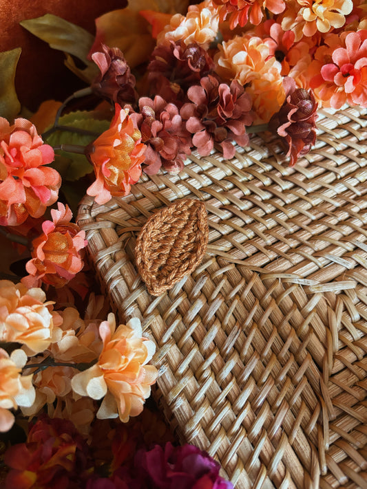 Brown Leaf Crochet Hair Pin