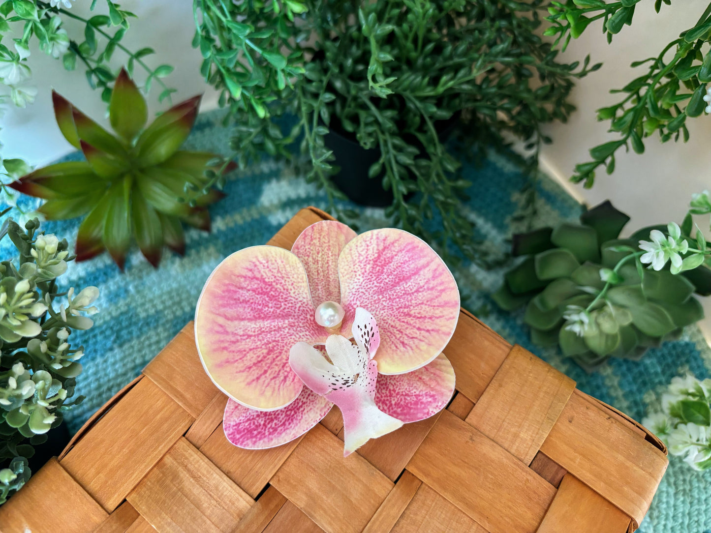Pink and Peach Flower Hair Pin