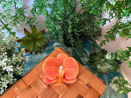 Orange Flower Hair Pin