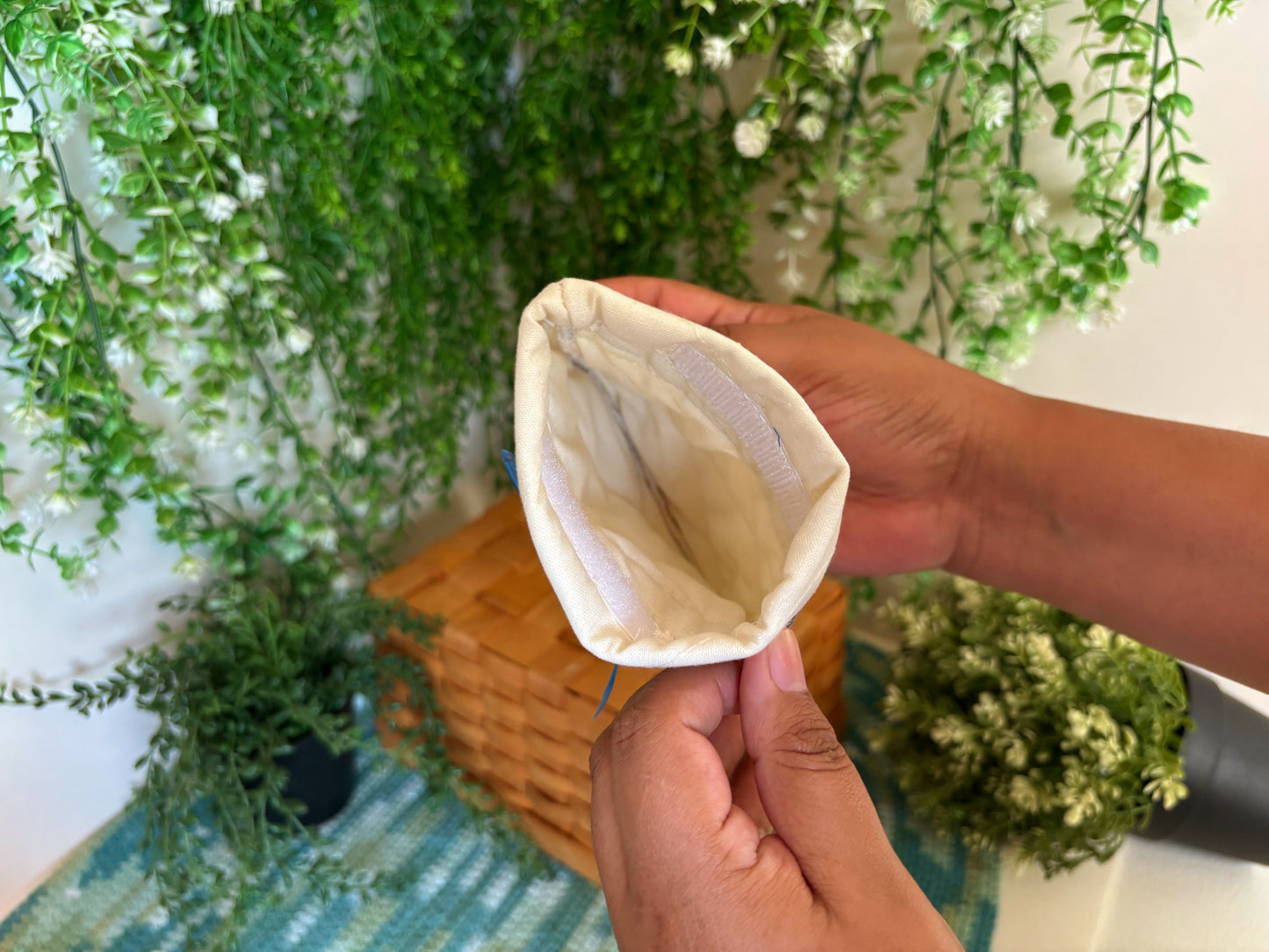 White with Pink Bow Handmade Mini Pouch