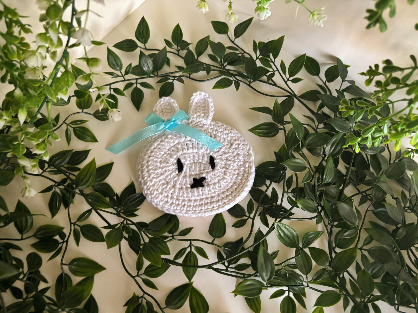 Miffy (Blue Ribbon) Crochet Coaster