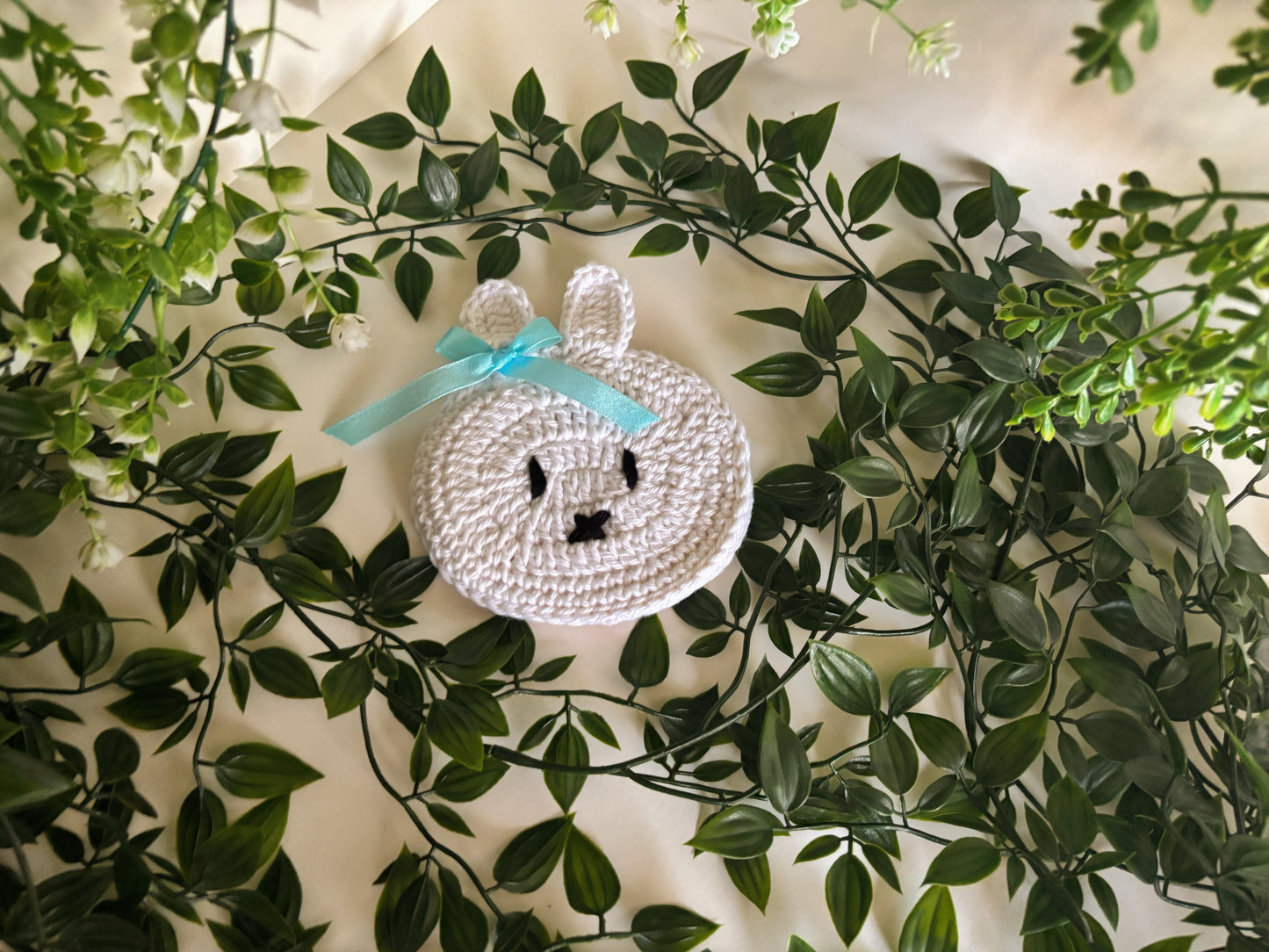 Miffy (Blue Ribbon) Crochet Coaster