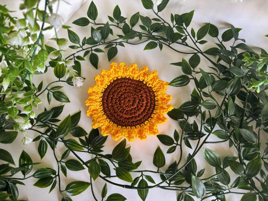 Sunflower Crochet Coaster