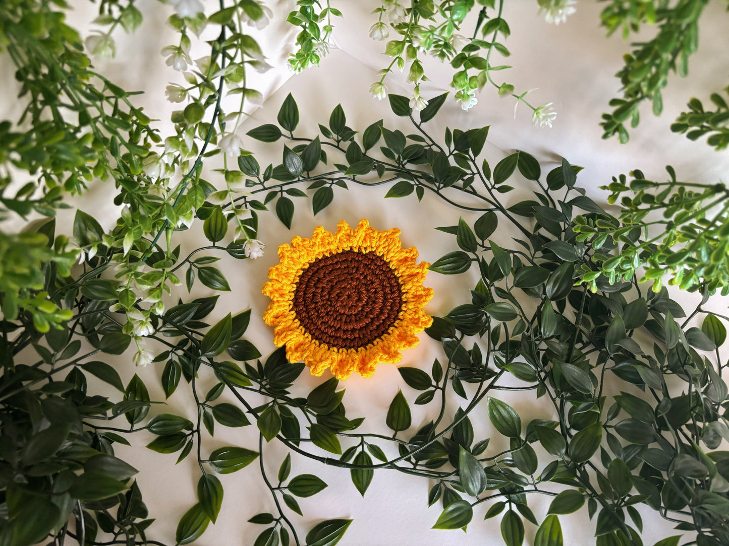 Sunflower Crochet Coaster