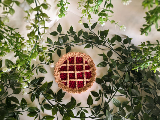 Burgundy Pie Crochet Coaster