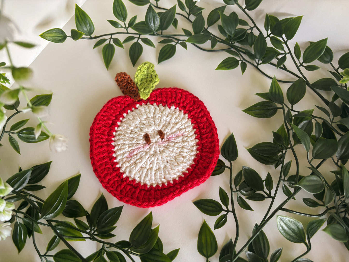 Apple Crochet Coaster