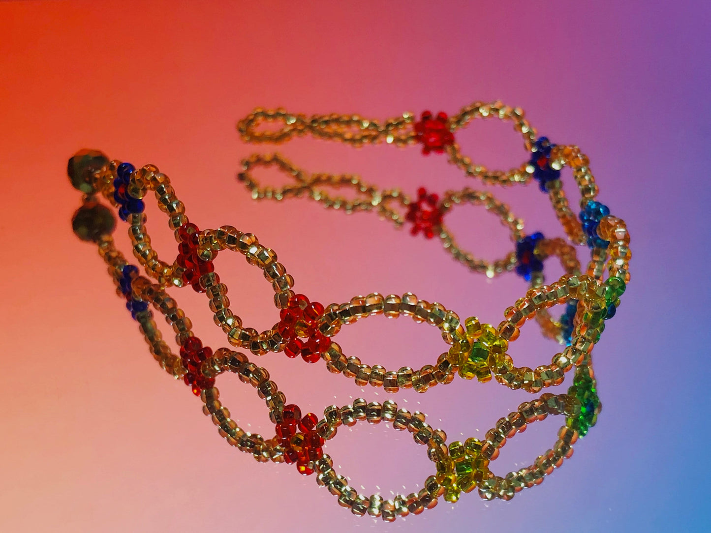 Gold Flower Beaded Bracelet