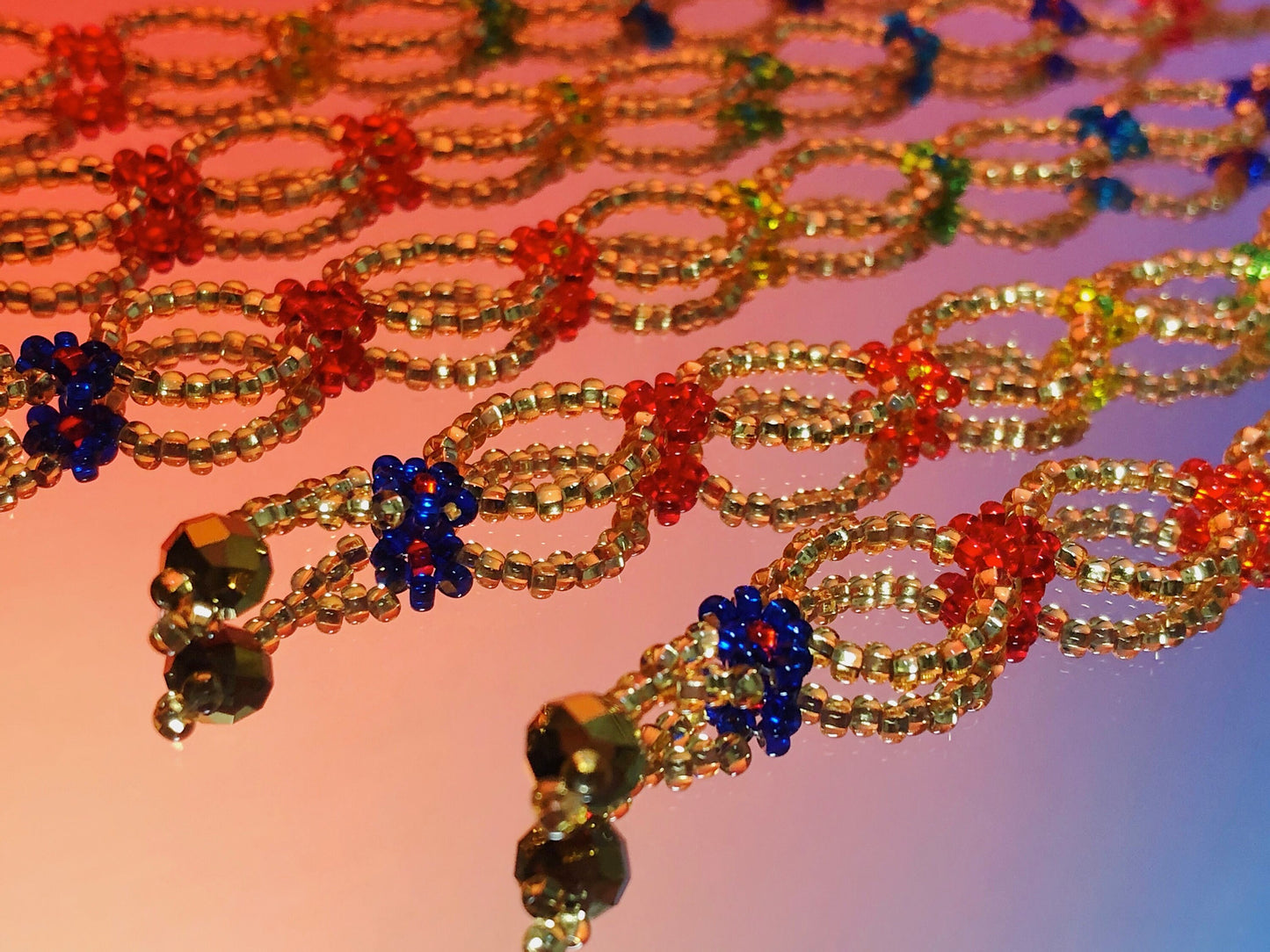 Gold Flower Beaded Bracelet