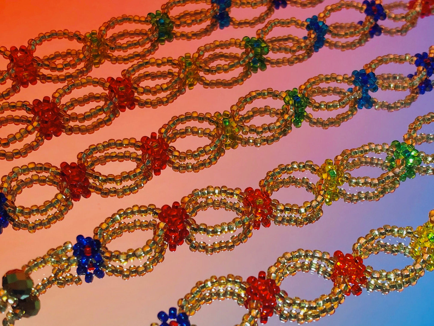 Gold Flower Beaded Bracelet