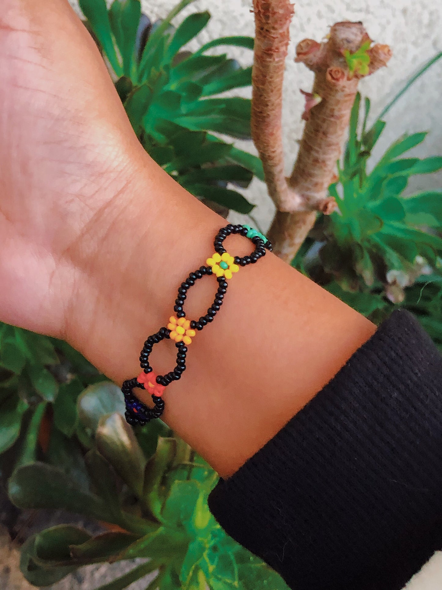 Black Flower Bracelet