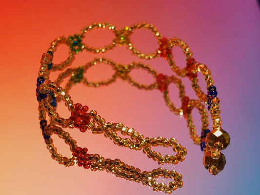 Gold Flower Beaded Bracelet