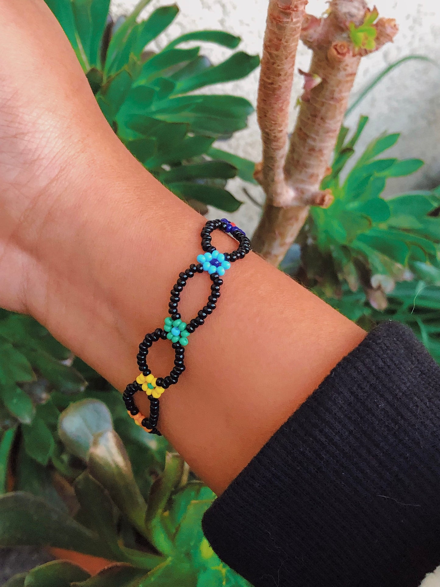 Black Flower Bracelet