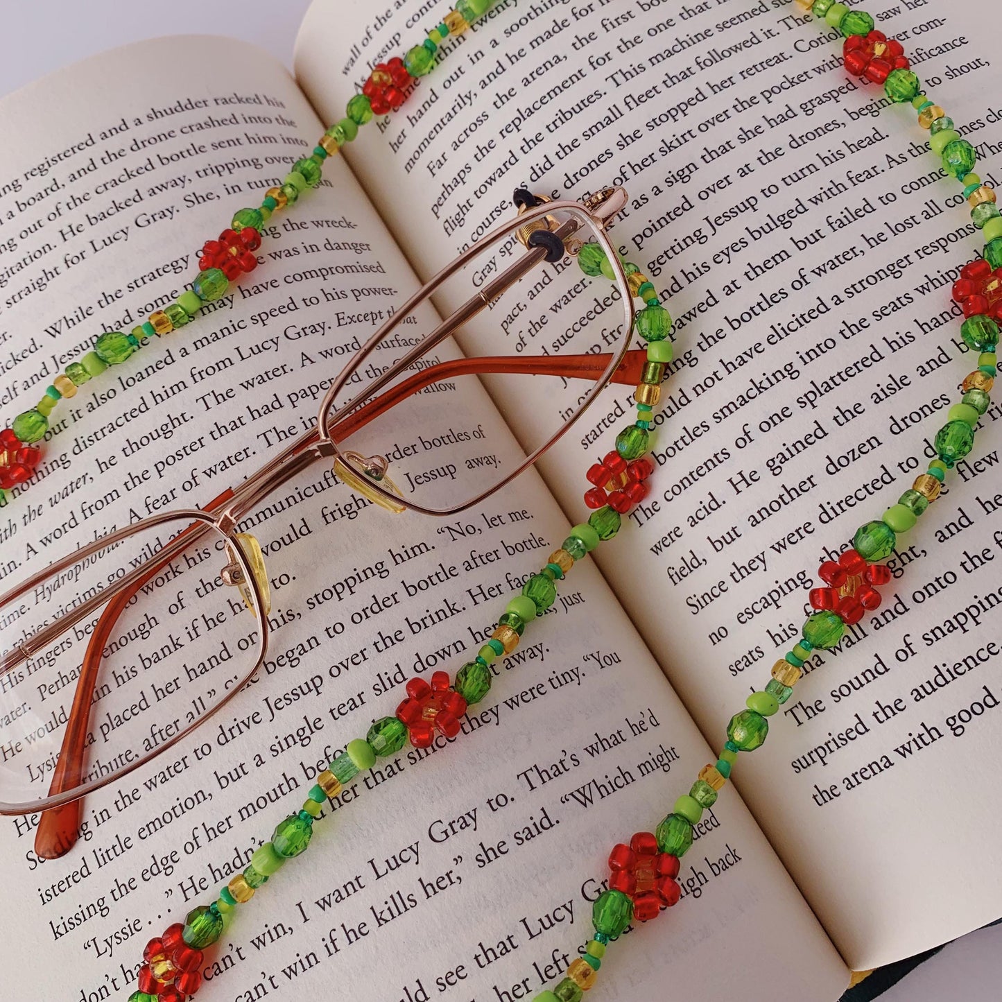 Red Flower Eyeglasses Chain