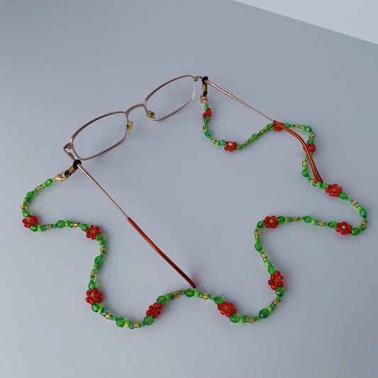 Red Flower Eyeglasses Chain